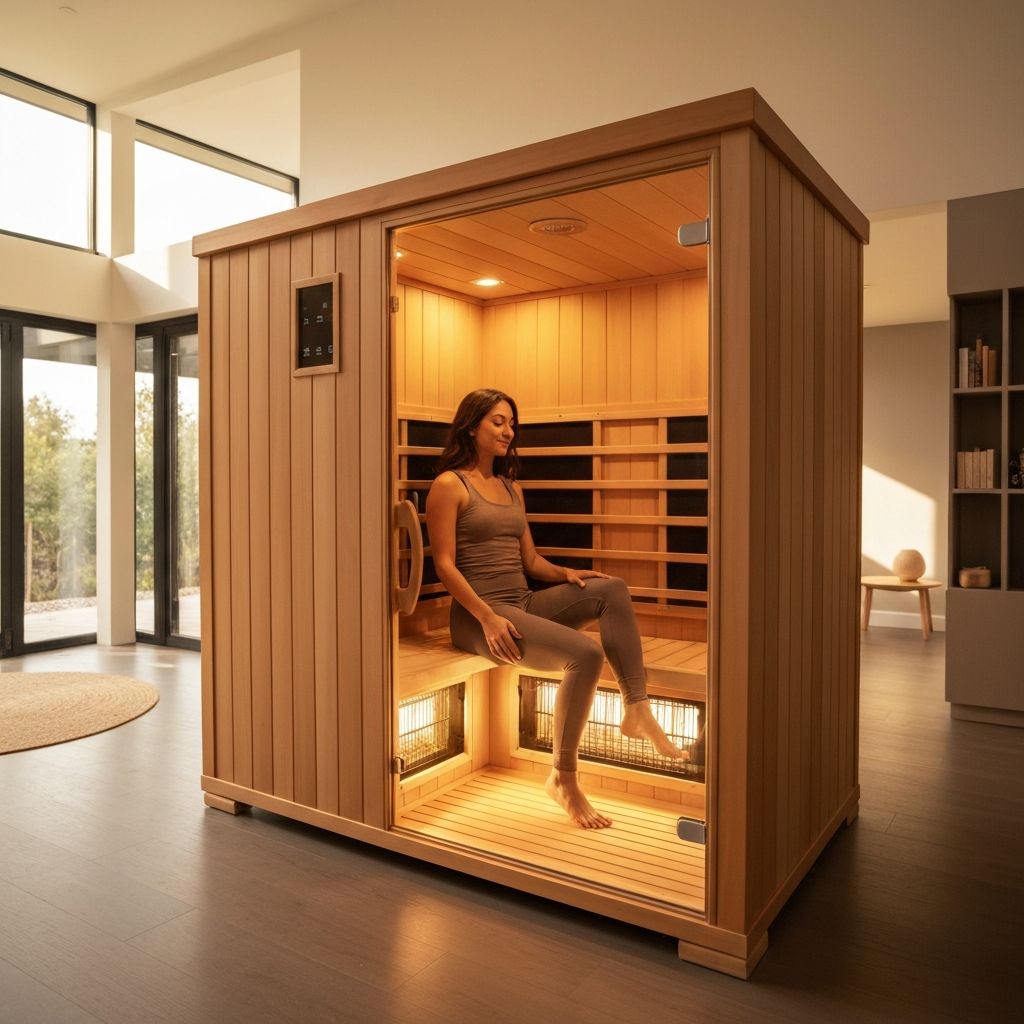 Person relaxing in HeatHaven infrared sauna